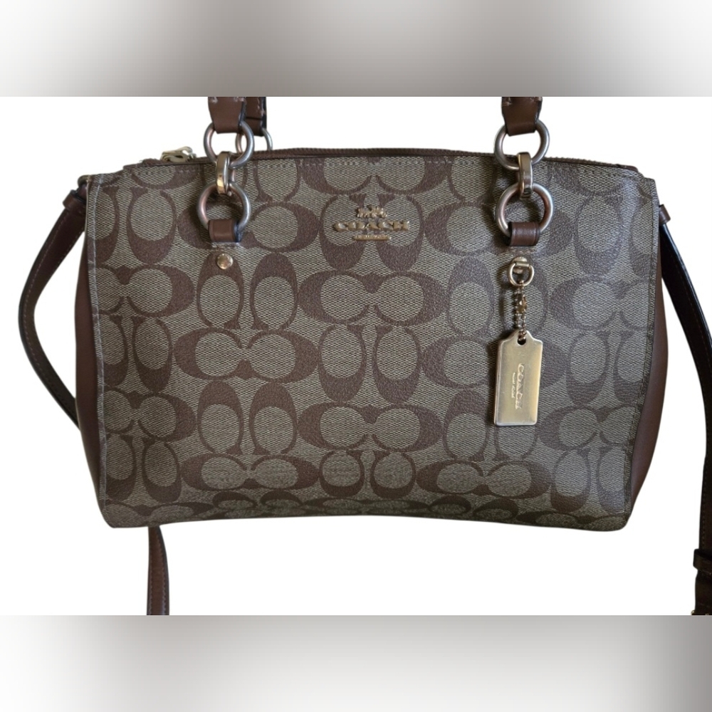 Coach Etta Carry All Tan Signature Shoulder Bag - Picture 8 of 16
